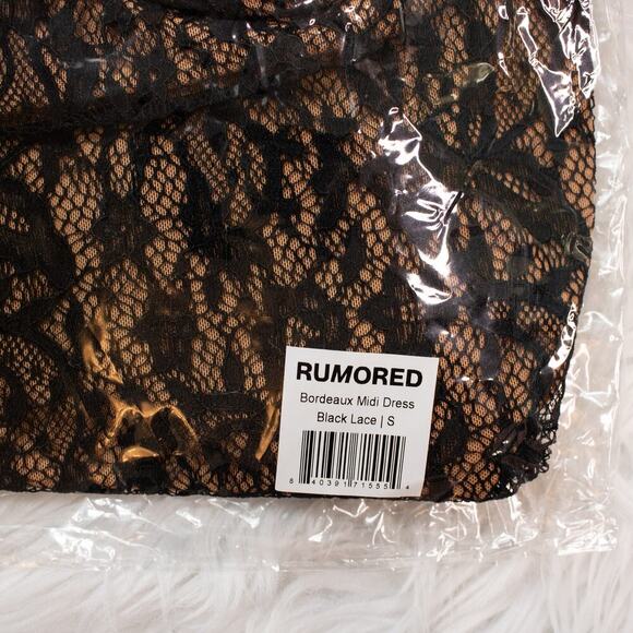 Rumored Black Lace Retro Bodycon Midi Dress Small Bordeaux Pinup Cocktail Party - Picture 6 of 6